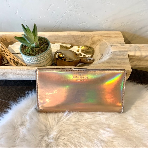 Kate Spade Rose Gold Metallic Iridescent Wallet - Picture 1 of 7